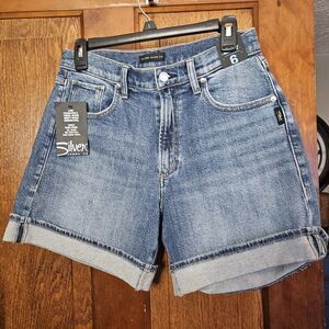 Silver Jeans Co. Be Easy High Rise Relaxed Blue Denim Shorts Size 24 W24